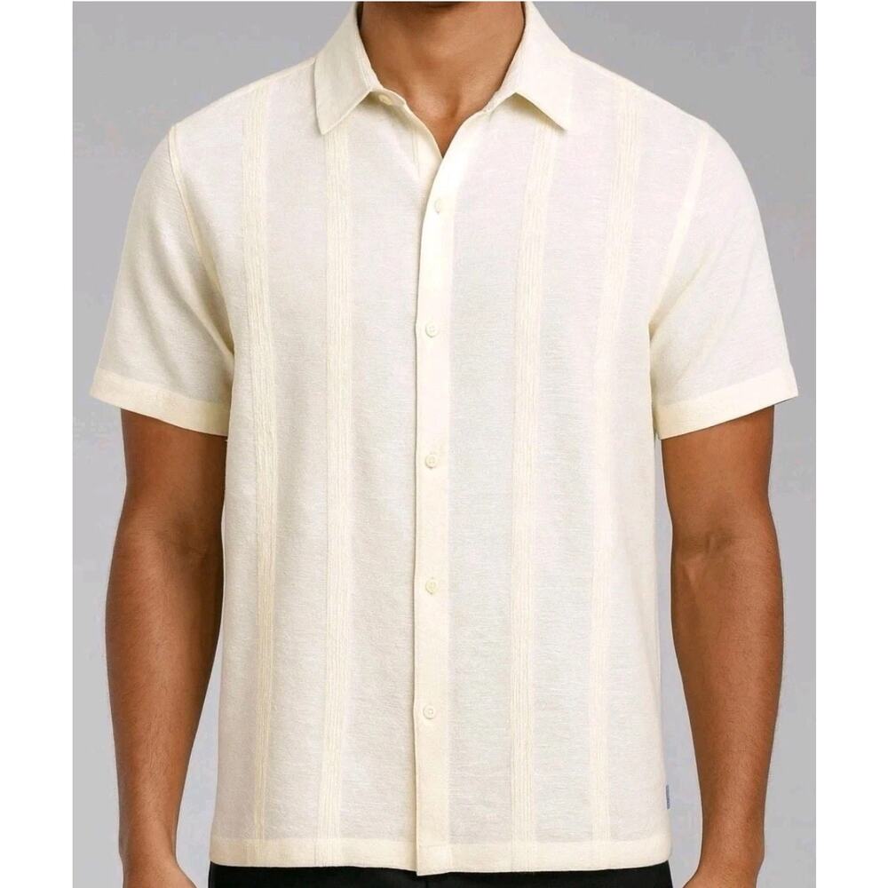 Scotch & Soda Mens Linen Blend Button Up Shirt White Classic Preppy Beachy sz XL